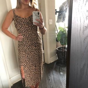 Cheetah midi dress with slip
